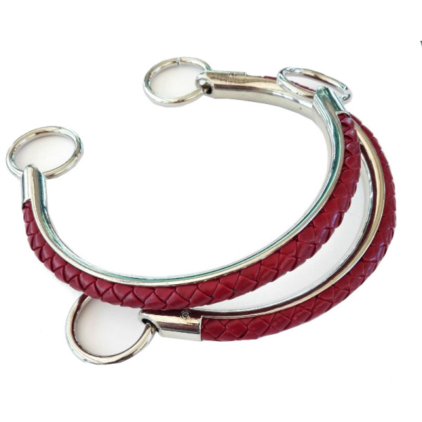 Handles for Handbag in Faux Leather - Color Burgundy